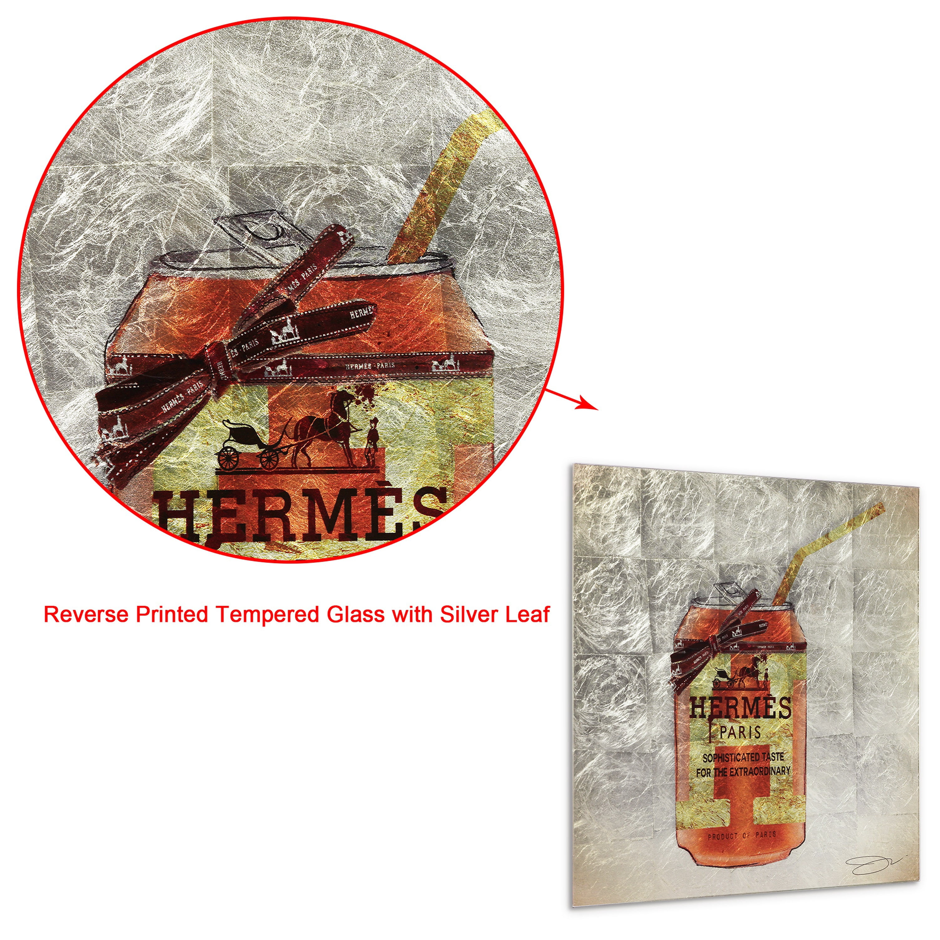 "Sip Designer" Reverse Printed Tempered Glass with Silver Leaf