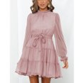 thumbnail image 2 of Vestido de mujer suave, cintura alta, manga larga, volantes, transpirable, vestido de moda con pretina, 2 of 5