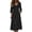 Black, variant on Womens Casual Cotton Midi Dresses with Pockets- Summer V Neck A Line 3/4 Sleeve Button Down Front Fit and Flare Dresses Blue Size XL