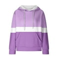 thumbnail image 5 of Fashion Color Block Pullover Hoodie Women, Loose Fit Long Sleeve Sweatshirt with Hood and Pocket, Ideal for Everyday Autumn Winter Wear Purple, 5 of 6