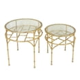 thumbnail image 2 of Classy 2 Piece Metal & Glass Accent Tables, Gold, 2 of 2