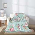 thumbnail image 2 of Rateoe Vintage Floral Pattern Flannel Throw Blanket, Ultra-soft Blanket for Bed, Couch, Car, Hypoallergenic Anti-pilling blanket-60"x50"(Vertical), 2 of 6