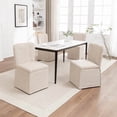 thumbnail image 5 of Set of 2 Linen Dining Chairs, Modern Upholstered Fabric Side Chairs with Padded Seat and Backrest, Armless Accent Chairs for Dining Room, Kitchen, or Living Room, Beige, 5 of 22