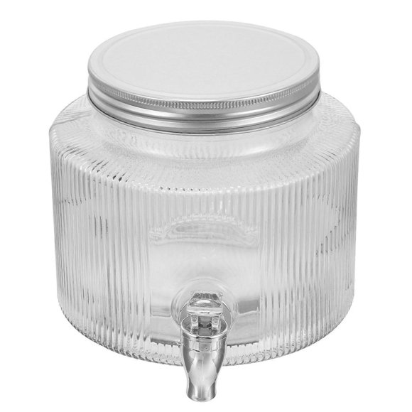 Glass Beverage Dispenser with Tap 2.8L Storage Jar for Drink and Liquid