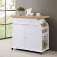 thumbnail image 2 of Hodedah Contemporary Wooden Kitchen Cart with Spice Rack in White Finish, 2 of 7