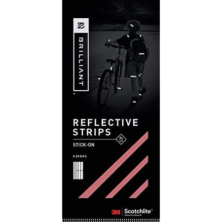 Brilliant Reflective Stick-on Reflector Tape for Biking: Adhesive Stick-on Strips for Clothing Made of 3M Scotchlite Reflective Safety Material - Washable and Waterproof - Pack of 8 Strips (Best Reflective Tape For Clothing)
