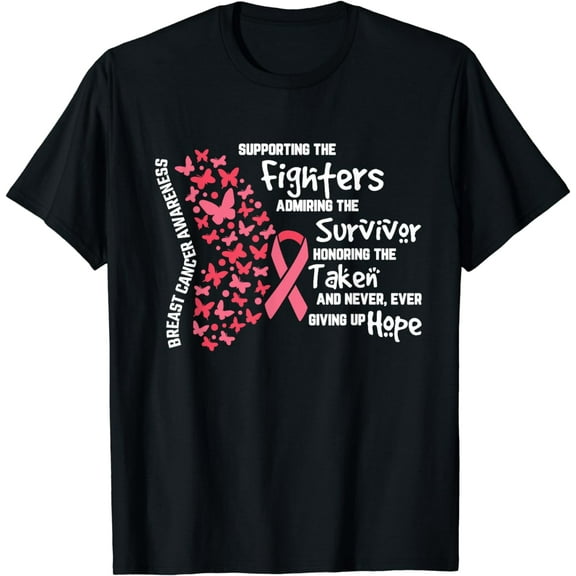 Breast Cancer Butterfly Pink Ribbon Saying Awareness Gifts T-Shirt
