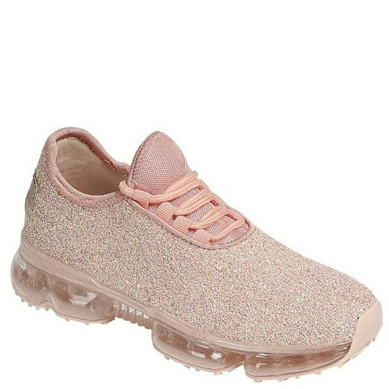 locker bang Hong Kong Women Glitter Low Top Sneaker Air Cushion Stylish Bling Bling Shoes Dusty  Rose - Walmart.com