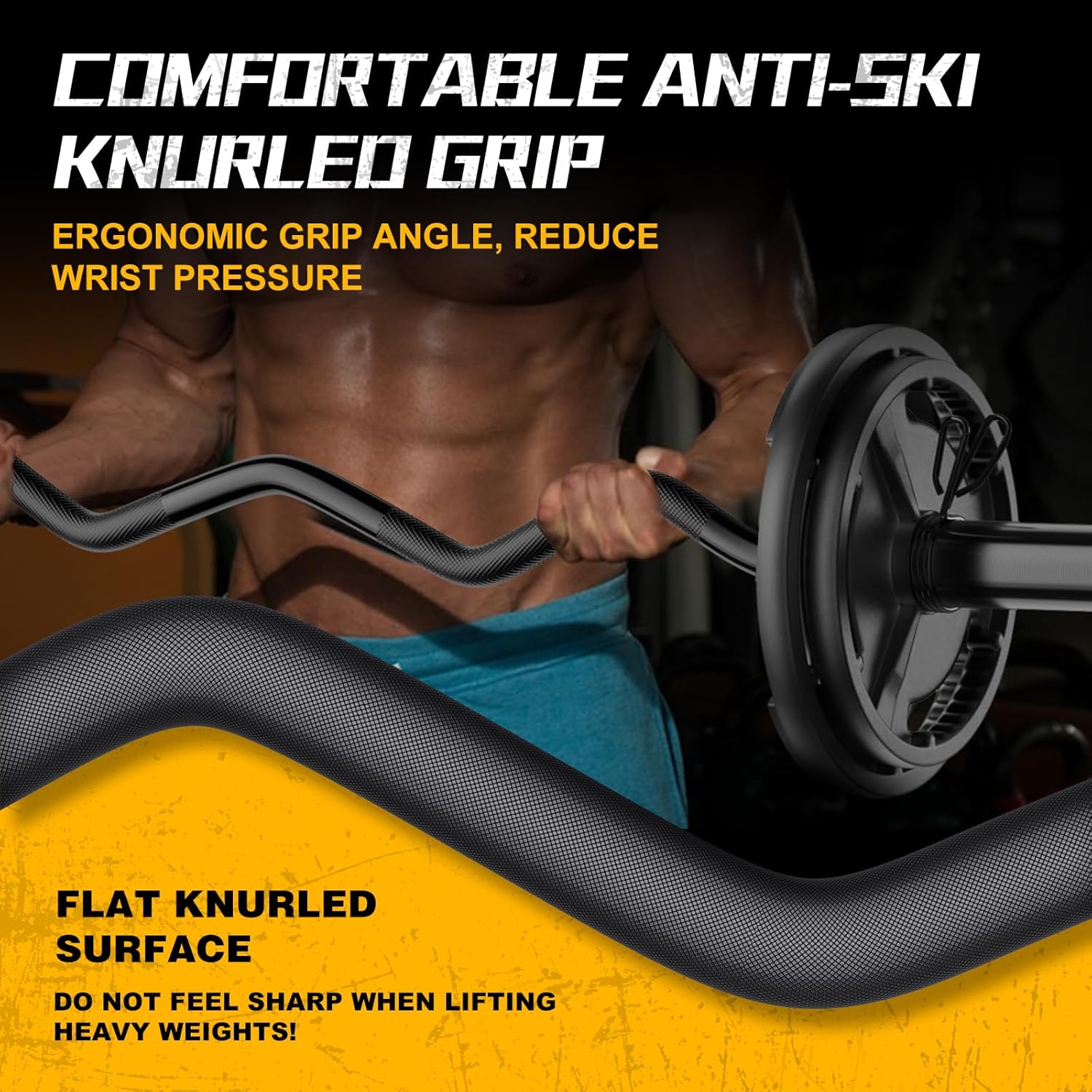 Curl Barbell Bar, 47 Inch  Weight Lifting Bar for Home Gym Strength Training with Spring Collars