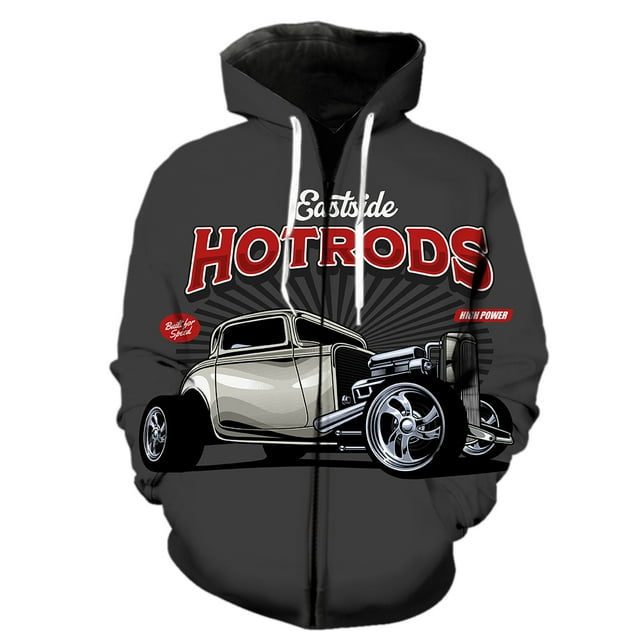 Sudadera con capucha y cremallera para hombre, diseño de coche clásico de dibujos animados, divertida, para adolescentes, primavera 2024, gran oferta, con estampado 3D, informal, con capucha, estilo h