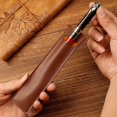 thumbnail image 3 of Leather Pencil Case Brown, Square PU Leather Stationery Holder, Durable and Stylish Desk Organizer for School and Office, 3 of 4