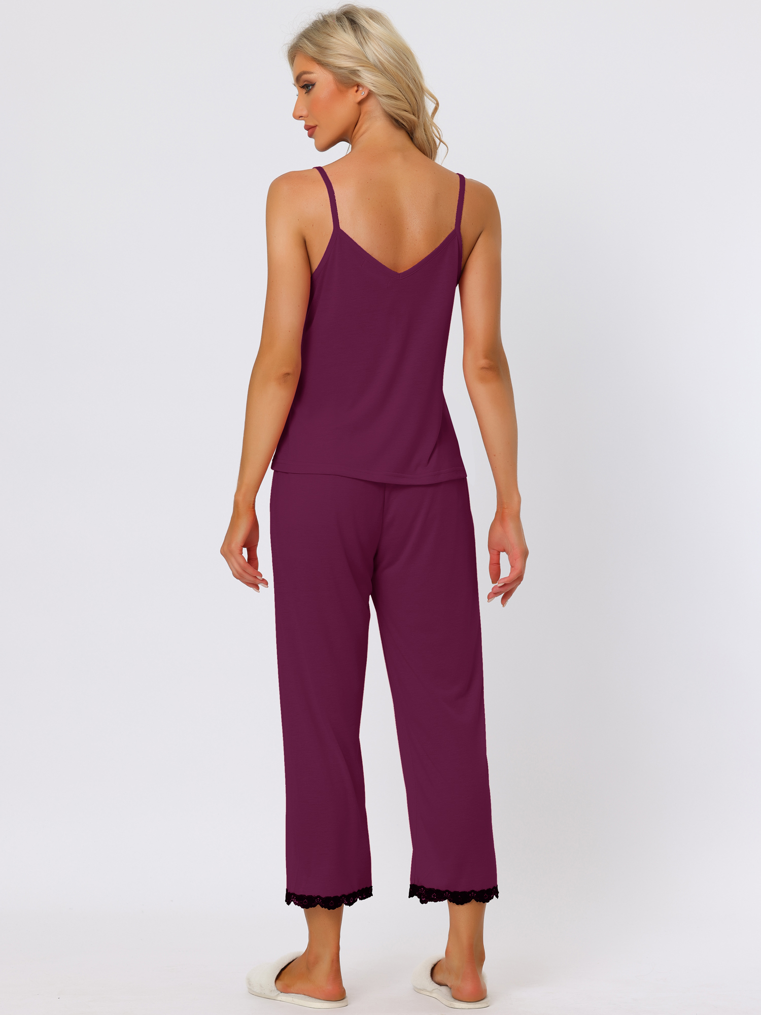 DARING DIVA Women's Soft Modal Sleeveless Pajama Sets XL Dark Red