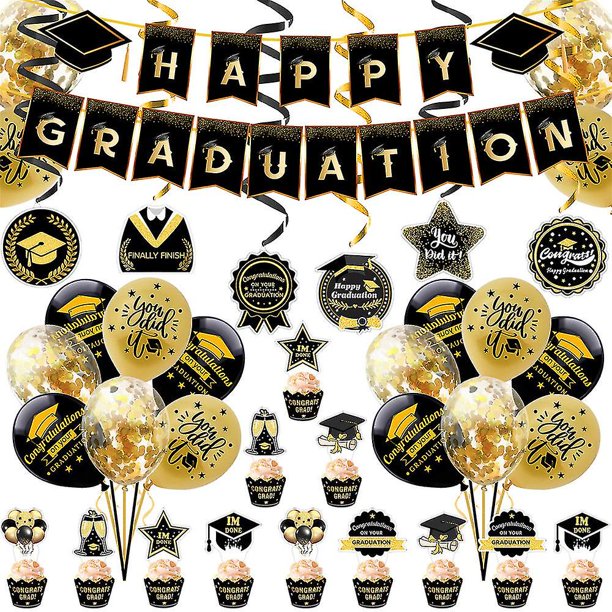 Fiesta de graduación decoración Banner colgante remolino globos pastel Toppers