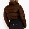 thumbnail image 4 of ZQUUVOU Women's Winter Croppped Puffer Jacket Solid Color Short Padded Coat Zipper Casual Jacket Warm Fashion Outerwear Brown, 4 of 7