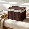 thumbnail image 6 of Woven Basket with Lid,Lidded Organizer Bin with Lace Trim Saves Space for Closet Shelves Bedroom, 6 of 6