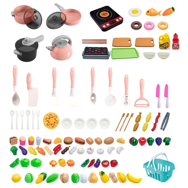 Juguetes Para Niño Juego de cocina para niños, juguete de corte con platos, utensilios y utensilios de cocina realistas y seguros, juguete educativo para niños pequeños. Juguetes Para Bebe 1 Año