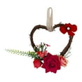 thumbnail image 2 of Heart Rattan Artificial Rose Flower Wreath Garland Wedding Decor Red, 2 of 8