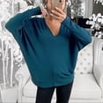 thumbnail image 3 of Tbopshirt Womens Top Women Fashion Casual Solid V-Neck Loose Long Sleeve T-shirt Top Blouse Pullover, 3 of 5