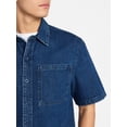 thumbnail image 5 of No Boundaries Denim Boxy Fit Shirt with Short Sleeves, Men's XS-4XLT, 5 of 6