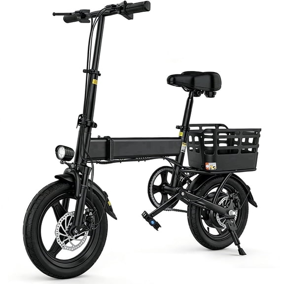 14" Folding Electric Bike for Adults, 500W Commuter Ebike with 360WH Battery, 20MPH & 20 Miles, UL2849, Mini Bicycle with Basket