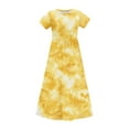 thumbnail image 4 of ATOGUTA Girls Party Dresses Short Sleeve Floral Print Loose Casual Long Maxi Dress with Pockets Yellow, Size 4-14 Years, 4 of 5