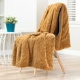 thumbnail image 2 of Chanasya Fuzzy Soft Cloud Textured Embossed Faux Fur Throw Blanket - Plush Sherpa Solid Cozy Blanket for Bed Sofa Chair Couch Cover Living Bed Room (50x65 Inches) Golden Blanket, 2 of 3