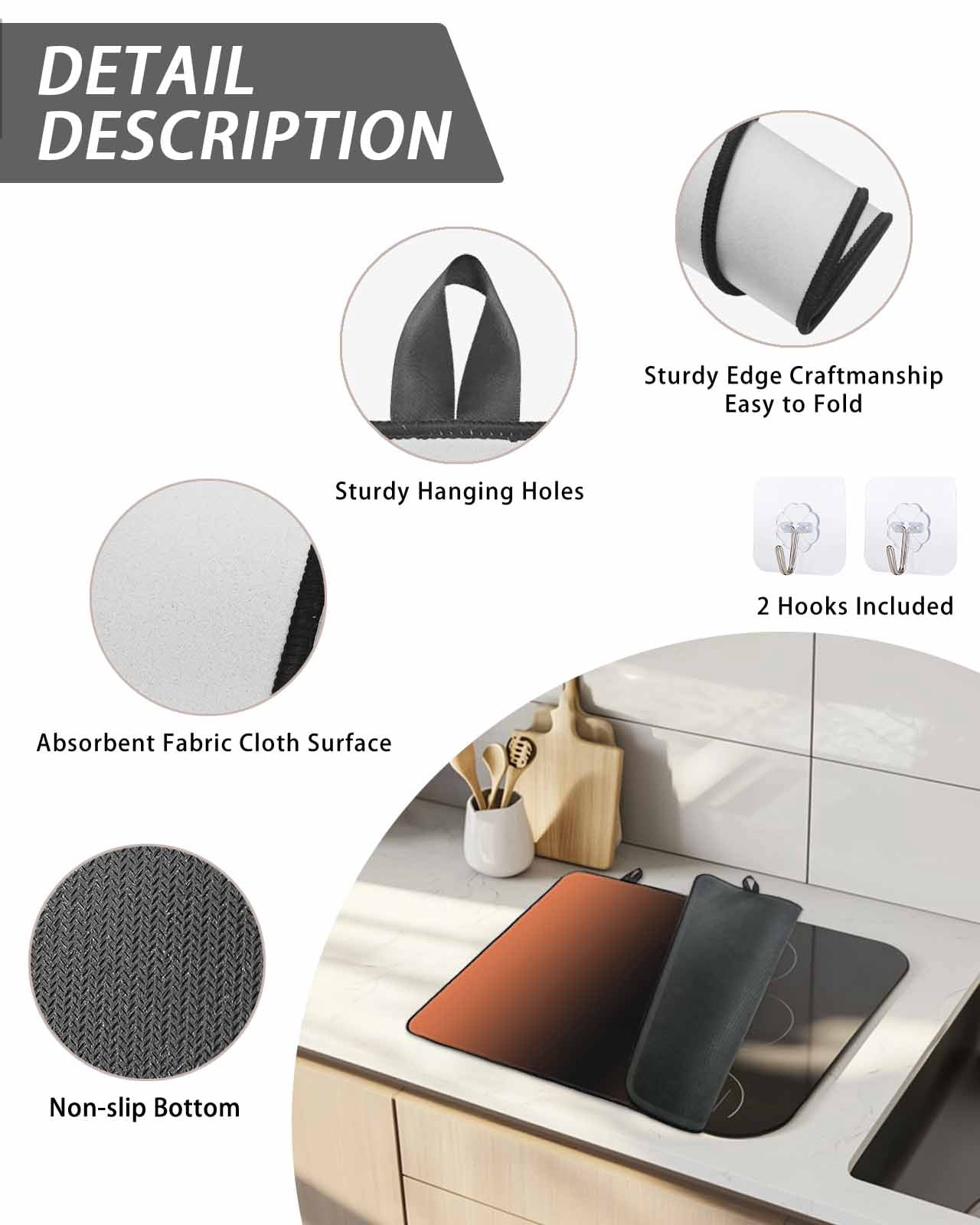 Stove Top Covers for Electric Stove, Orange Black Ombre Glass Stovetop Cover Protector, Modern Gradient Abstract Art Induction Cooktop Protector Oven Mat for Kitchen Countertop 28.5"x20.5"