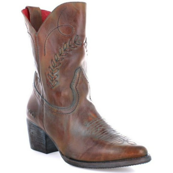 Bed Stu Women's Amanda Ii Western Booties Pointed Toe Brown 10 M