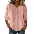thumbnail image 1 of Fsgntruao Women's Short-sleeved V-neck Embroidered Top, 1 of 8