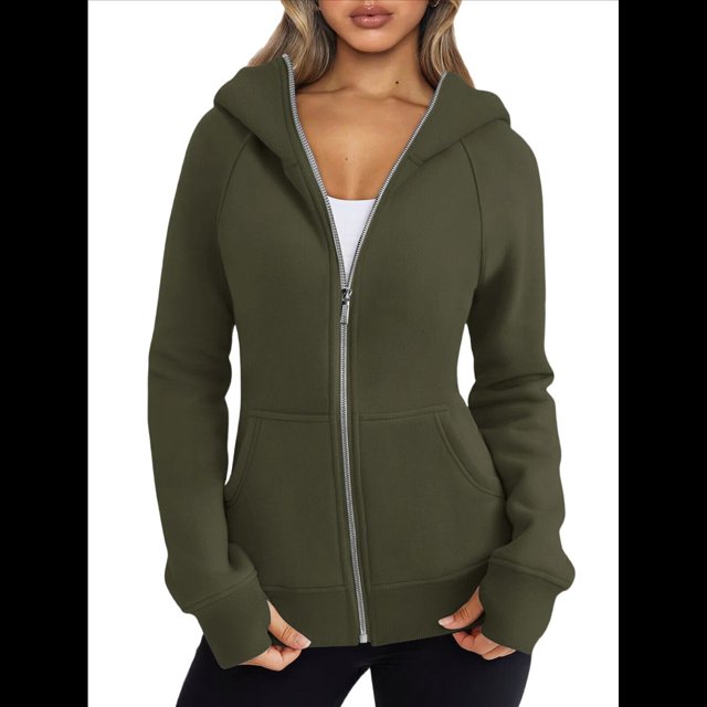 Sudaderas con Capucha y Cremallera para Mujer, Chaquetas de Forro , Sudaderas de Gran Tamaño, Conjuntos de Moda de Otoño, Suéteres, Ropa de Invierno. Verde S