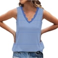 thumbnail image 4 of Olyvenn Tank Top for Women Loose Fit Lace V Neck Womens Tops 2025 Solid Color Dressy Fashion Casual Flowy Sleeveless Shirts Light Blue XL, 4 of 7