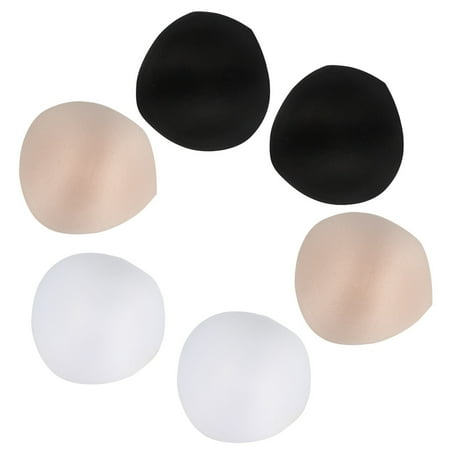 Hongchegh bra pads 3 Pairs/1 Set Thickened Push Up Bra Pad Inserts Swimsuit Sponge Pads for Women Ladies Girls (Black/White/Skin Color  Each 1 Pair)