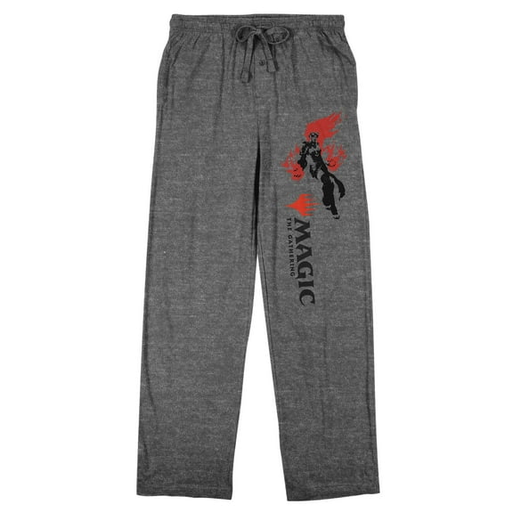 Magic The Gathering Silhouette With Scythe Men's Gray Heather Sleep Pajama Pants-Large