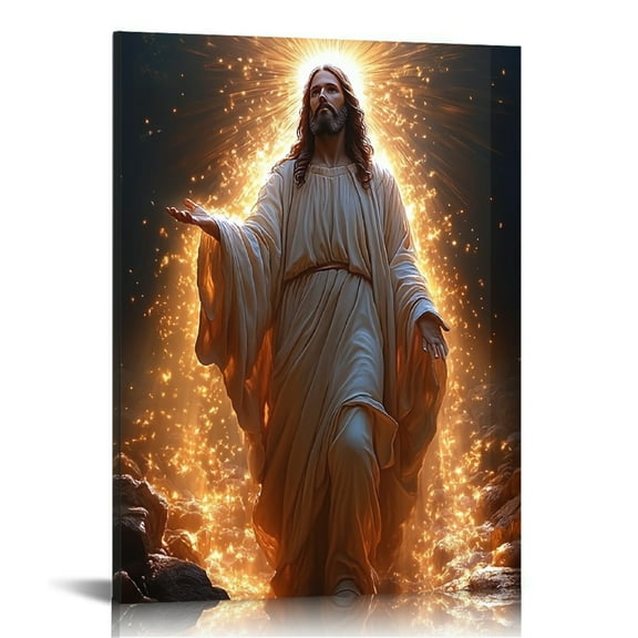 Vintage Charming Jesus Christ Canvas Wall Art Print,Christian Canvas Prints Wall Decor For Church Living Room Bedroom Kitchen Office Cafe , Perfect Gift And Decoration Framed