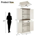 thumbnail image 2 of 72" Tall Kitchen Pantry, Farmhouse Pantry Cabinet with 1 Drawer & 4 Layer Adjustable Shelves, Rustic Wood Storage Cupboard with Metal Load-Bearing Pipe for Kitchen Bathroom Living Room Hallway, 2 of 9