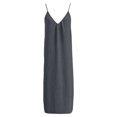 thumbnail image 5 of JIAYUE Women's Dress V Neck Spaghetti Strap Solid Color Linen Long Dresses Relaxed Fit Flowy Casual Sundress Sleeveless Vacation For Beach Holiday Daily Wear, 5 of 9
