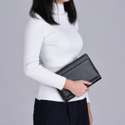 Portable Business Portfolio Padfolio Folder Document Case Organizer PU Leather with Business Card Holder Memo Note Pad