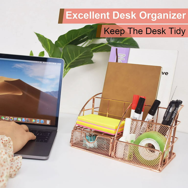Desk Organizer, Rose Gold - 6 Piece Set –
