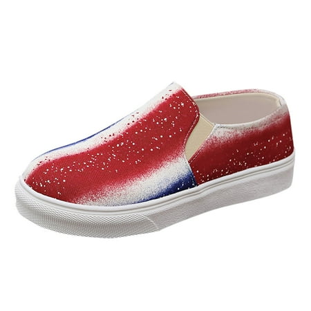 

DVKOVI Elegant Shoes for Women Women s Summer Cloth Fashion Printed Casual Shoes Canvas Shoes for Women Slip On Non Slip Walking Shoes Platform Shoes for Women Red 38