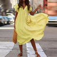 thumbnail image 1 of Robe Décontractée Boho Ample pour Femmes Robe d'Été Bohème Col en V Manches Courtes Robe à Volants Oversize pour Fête Plage Robe Ligne A Vestidos, 1 of 7