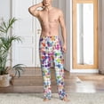 thumbnail image 5 of Uemuo Colorful Watercolor Dots Pattern Men's Wide Leg Palazzo Lounge Pants with Pockets Light Weight Loose Comfy Casual Pajama Pants-Medium, 5 of 9