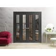thumbnail image 4 of Sliding Closet Double Bi-fold Doors | Lucia 2366 Matte Black Clear Glass | Sturdy Tracks Moldings Trims Hardware Set | Wood Solid Bedroom Wardrobe Doors, 4 of 6