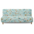 thumbnail image 2 of ZIATUBLES Flower Aqua Armless Futon Sofa Cover, Stretch Elastic Couch Slipcover Dustproof Furniture Protector Machine Washable Sofa Bed Cover for Living Room Bedroom, 2 of 9