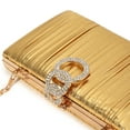 thumbnail image 6 of Contemporaryc Metallic Shimmering Pleated Handbag For Women Secure Rhinestones Closure Evening Event Accessory, 6 of 9