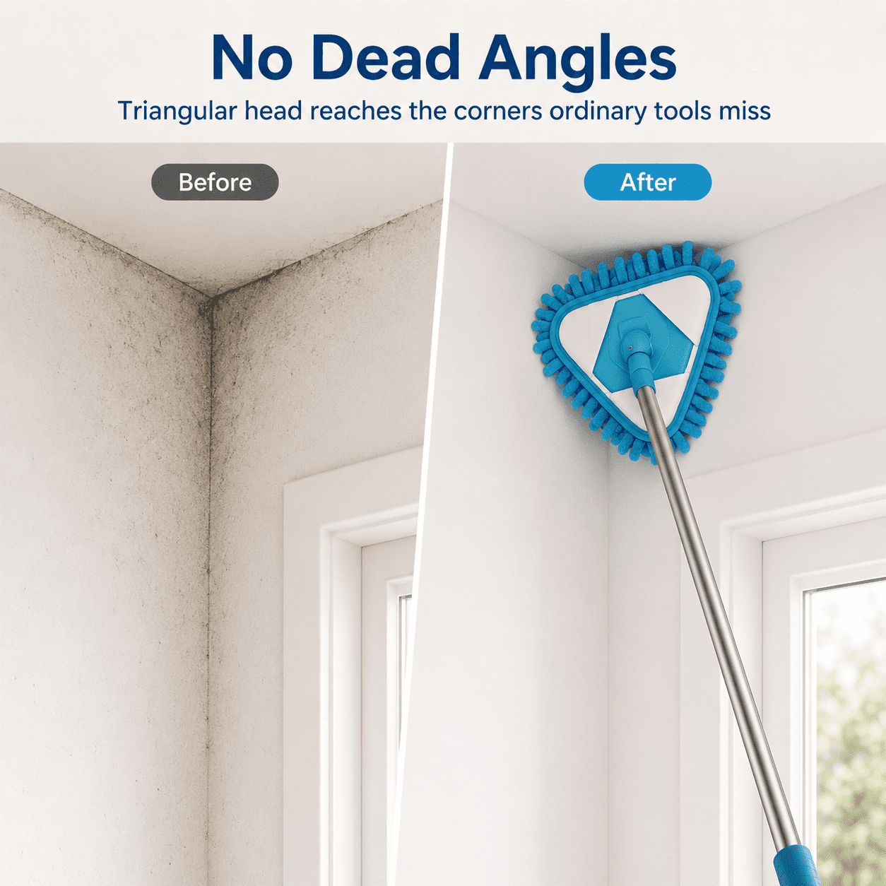 Wall Cleaner Mop with Long Handle 39 Inches, 3-in-1 Ceiling Cleaning Tool Duster with Replacement Microfiber Chenille Pads for Painted Walls, Baseboard, Window, Floor