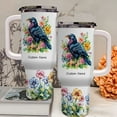 thumbnail image 3 of Raven Bird Lover Custom Tumbler 40oz – Personalized Stainless Coffee Mug with Straw, Lid and Handle – Gift Idea for Animal Loving Women Girls Christmas Birthday, 3 of 6