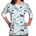 thumbnail image 3 of Snoarin Summer Plus Size Tops for Women Tops Short Sleeve V-neck Tops Working Uniform Floral Print With Three Pockets Blouse Work Uniforms for Women on Clearance, 3 of 5