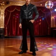 thumbnail image 2 of CONZONE Carnival Mens 70S Disco Set 2 Peice Dance Suit for Men Glitter Sequins Long Sleeve Tops Flared Pants Funny Stage Performance Outfits, 2 of 4