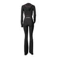 thumbnail image 4 of GILIGEGE Two Piece Sets for Women Women's 2 Piece Outfits Fall Long Sleeve Zipper Hoodie Jacket and Flared Leggings Workout Sets Sweatsuit Black L, 4 of 7