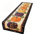 thumbnail image 2 of Halloween Quilted Pumpkin Table Runner 14x48in Reversible Fall Harvest Decor with Smiling Jack-O-Lantern Witch Hat for Dining Kitchen Mantel Home Accent, 2 of 6